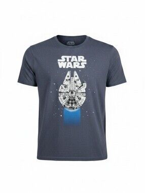 Star Wars Men's Graphic Tee - Navy with White & Blue Ship, Size XL, New